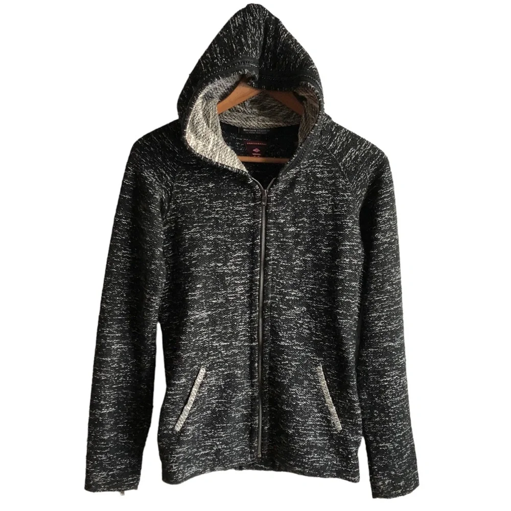 Maison Scotch Hoodie Size Small Black Heathered Lurex - Picture 2 of 11